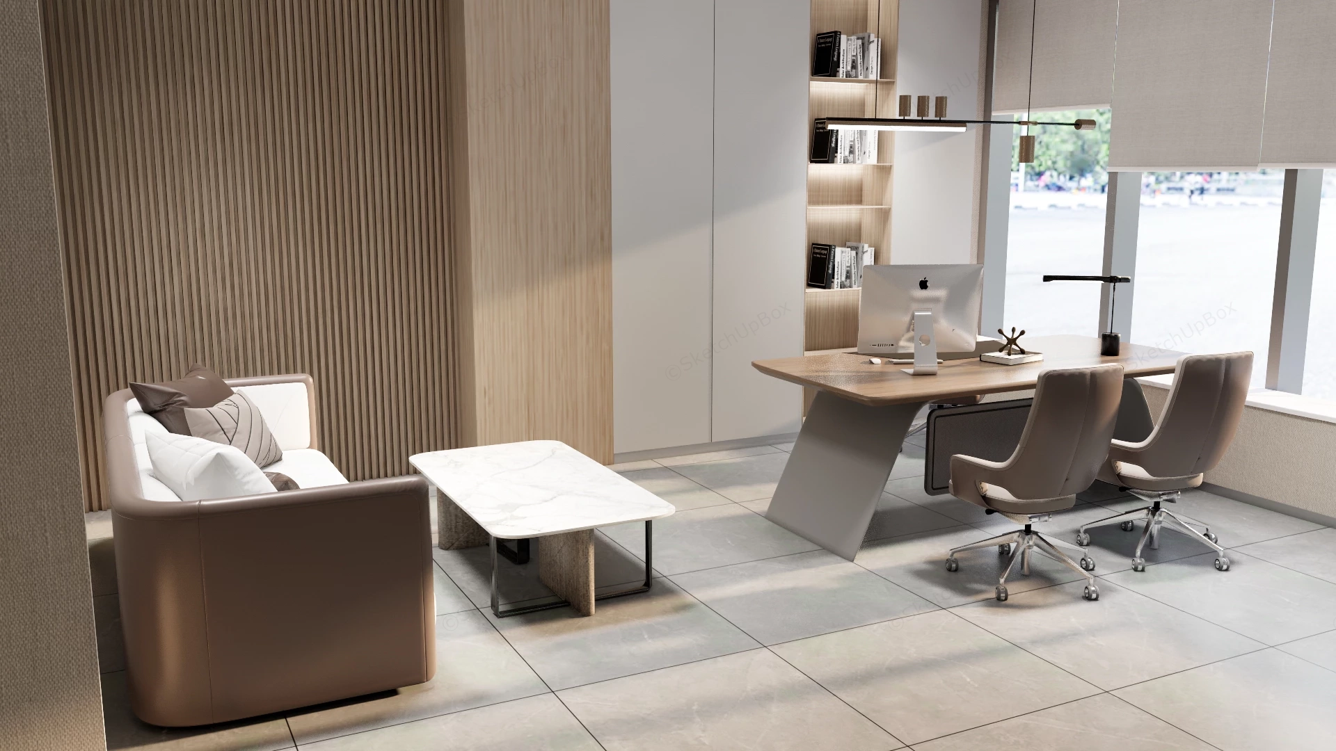 Luxurious Contemporary Executive Office sketchup model preview - SketchupBox