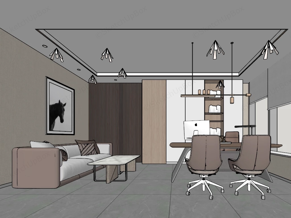 Luxurious Contemporary Executive Office sketchup model preview - SketchupBox