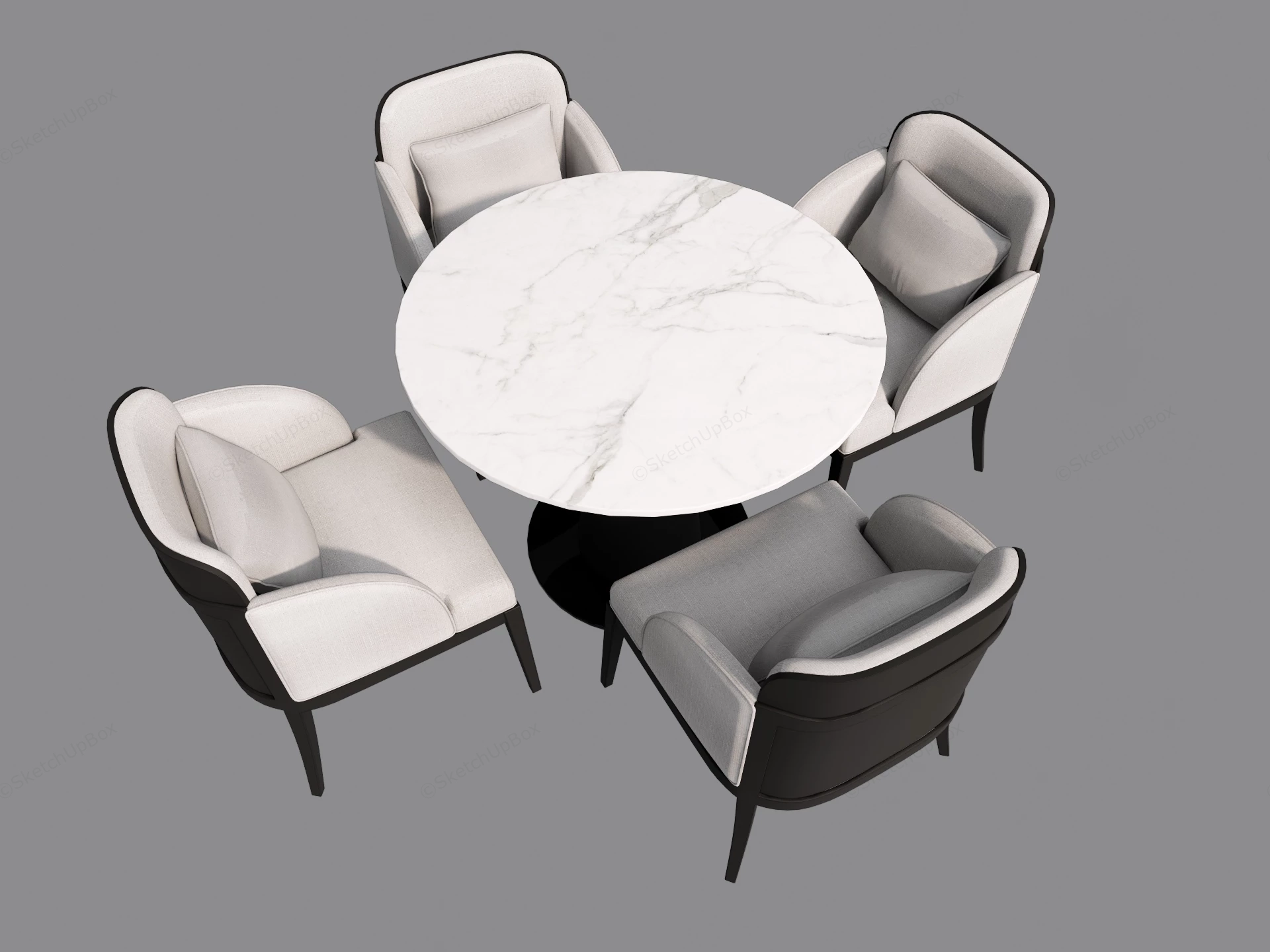 Contemporary 5 Piece Round Dining Set sketchup model preview - SketchupBox