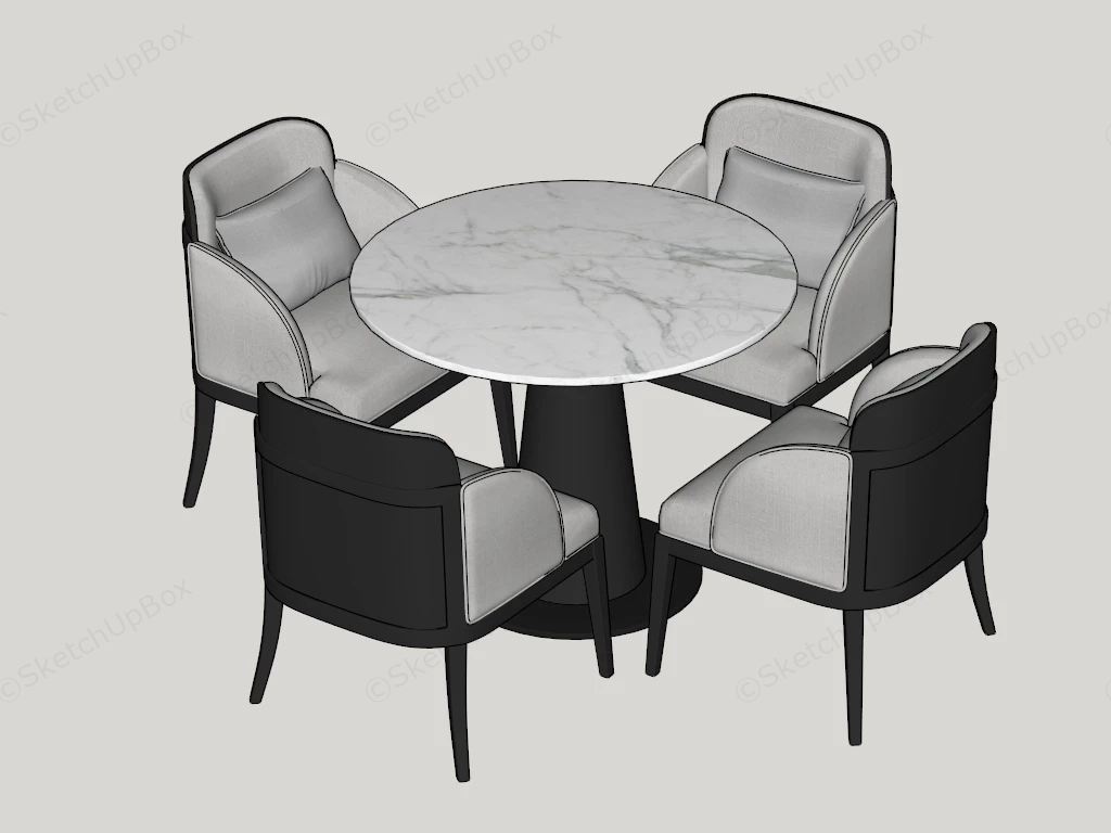 Contemporary 5 Piece Round Dining Set sketchup model preview - SketchupBox
