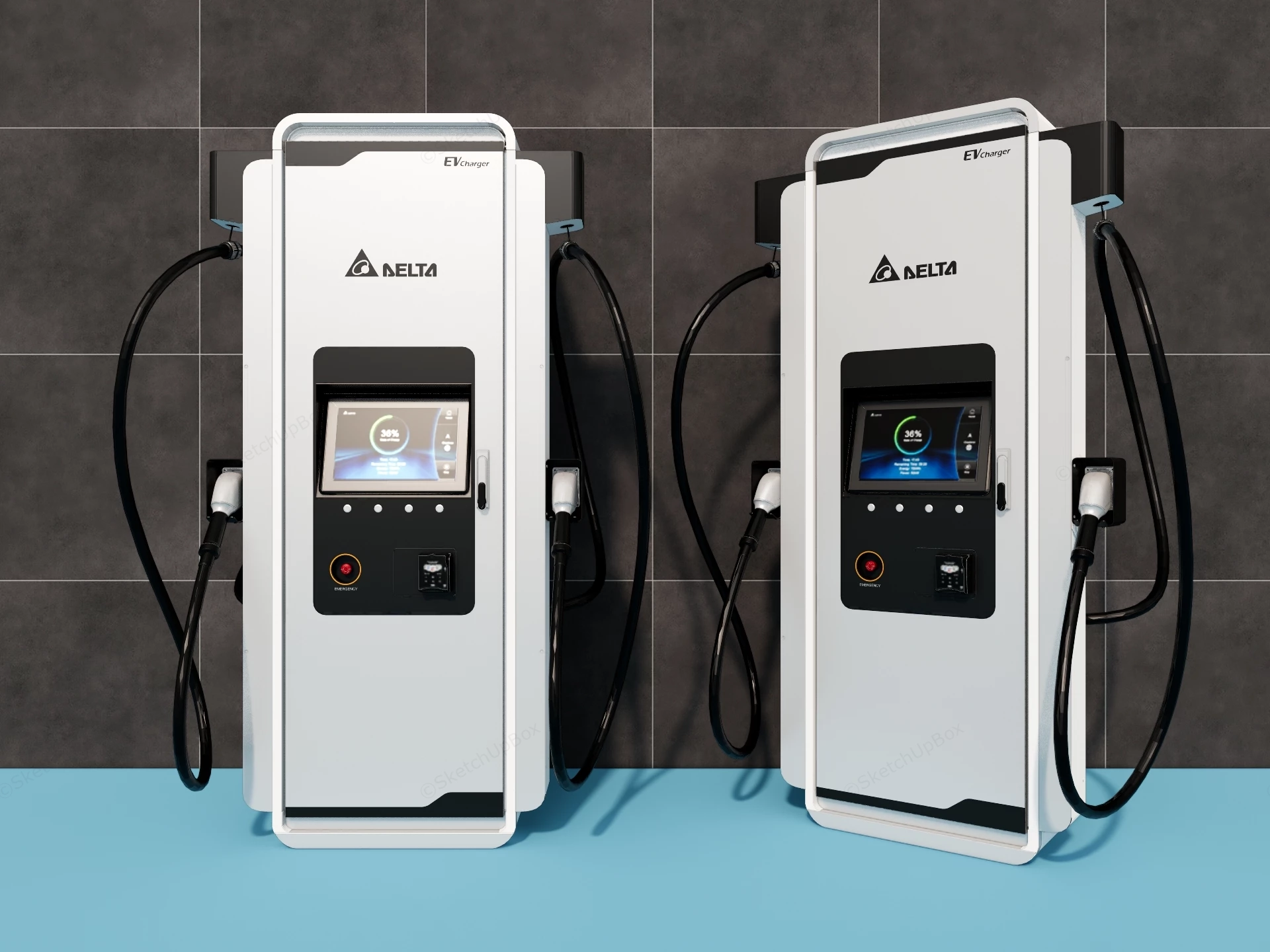 Modern EV Charging Stations sketchup model preview - SketchupBox
