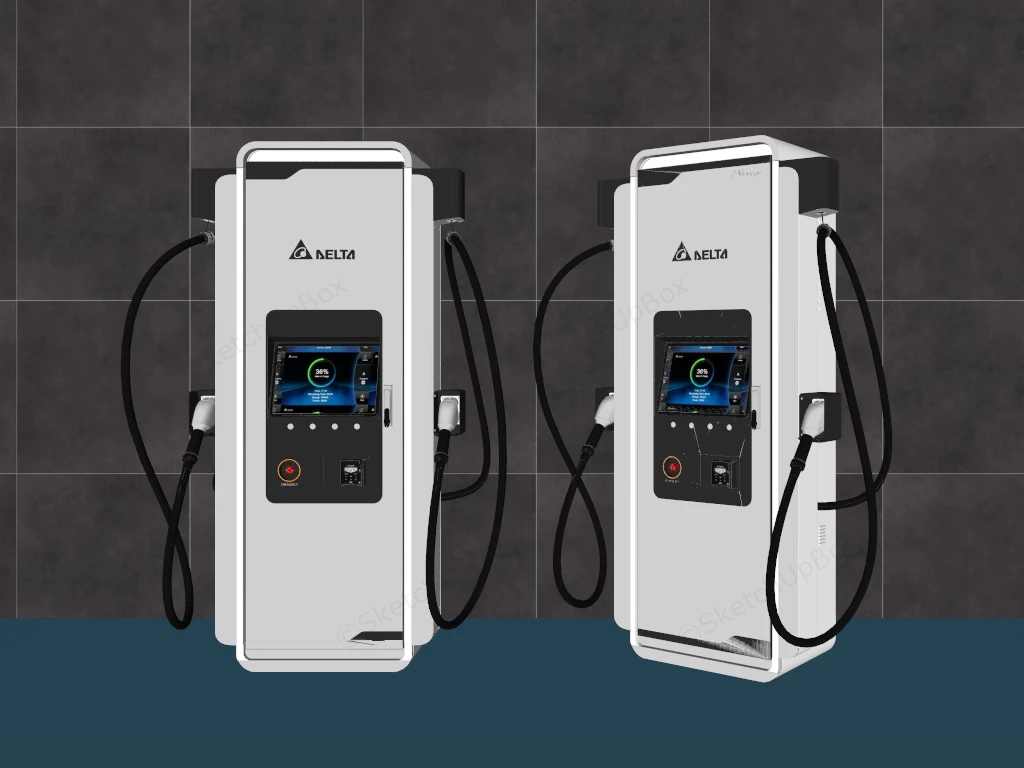 Modern EV Charging Stations sketchup model preview - SketchupBox