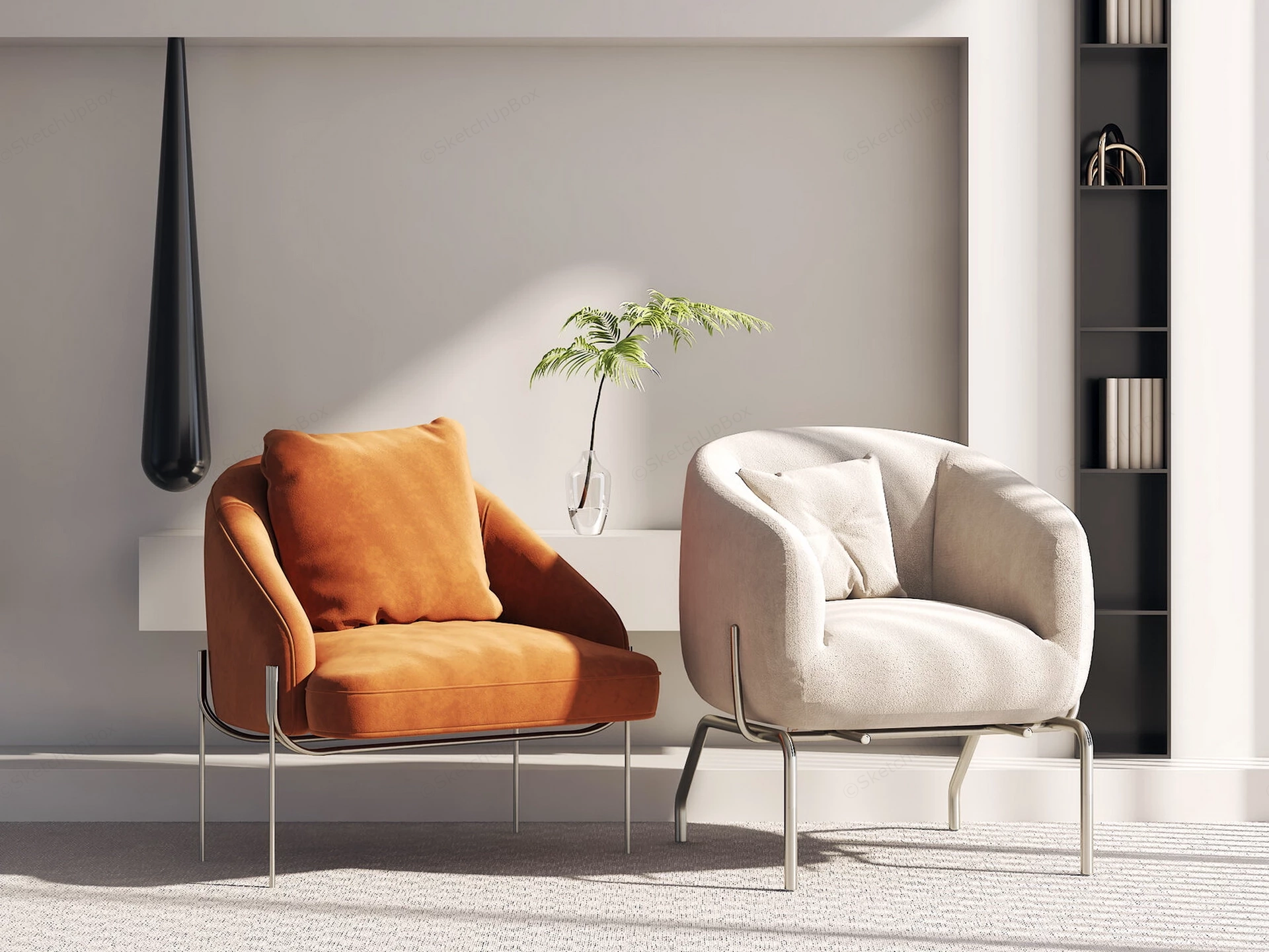Contemporary Accent Chairs sketchup model preview - SketchupBox