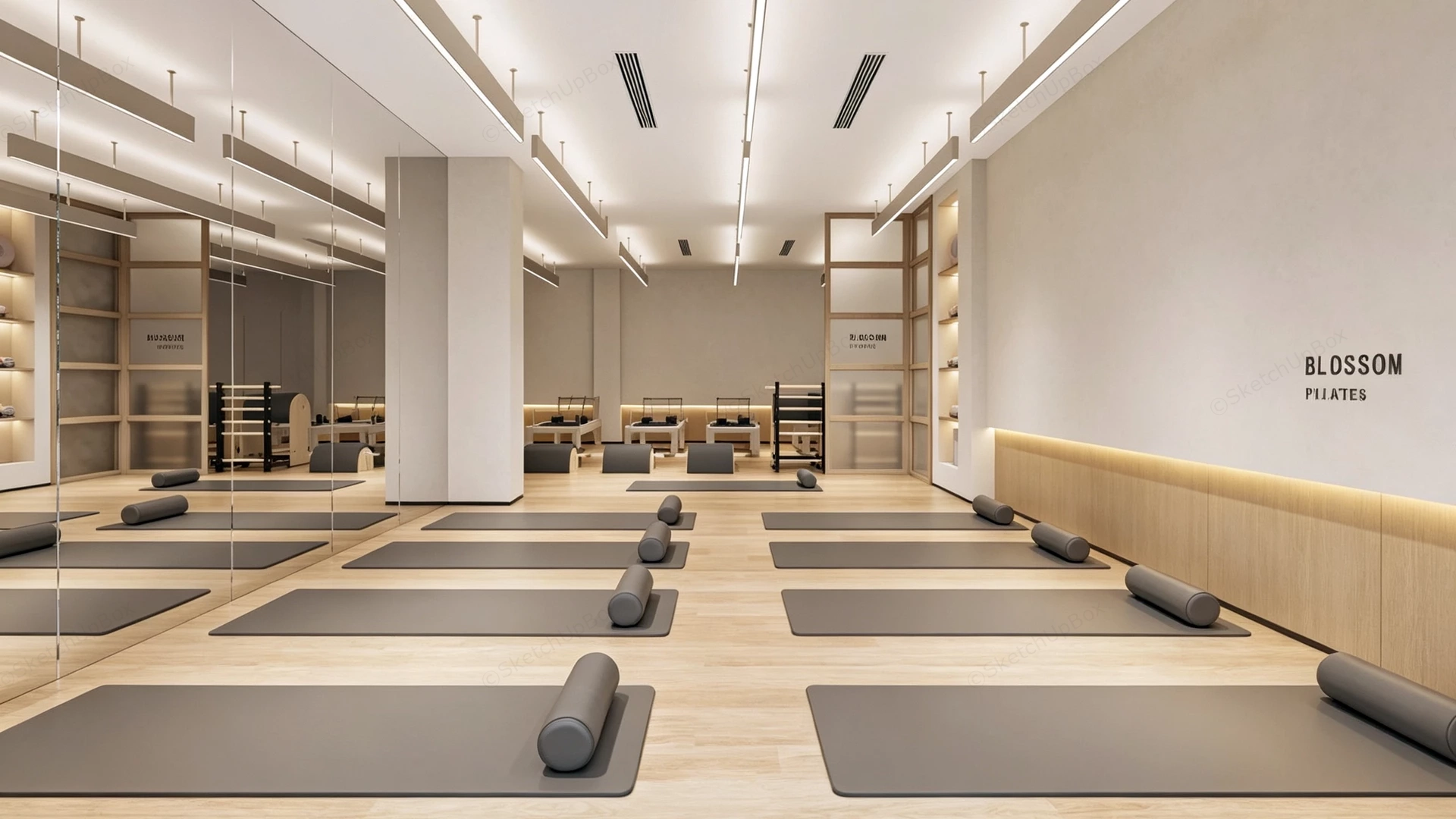 Modern Minimalist Yoga & Pilates Studio sketchup model preview - SketchupBox