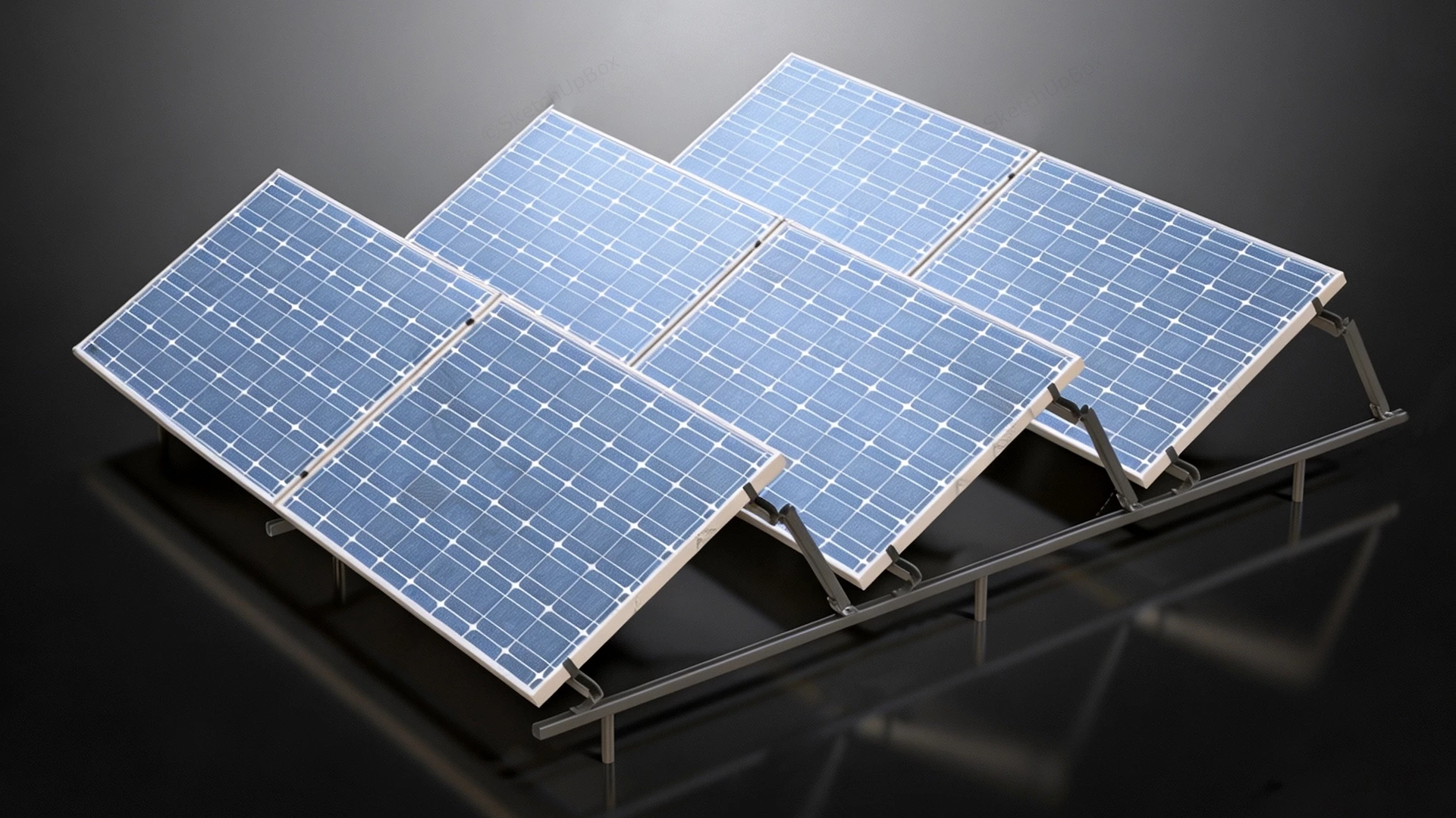 Flat Roof Solar Panel Array sketchup model preview - SketchupBox