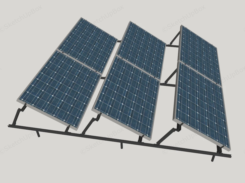 Flat Roof Solar Panel Array sketchup model preview - SketchupBox