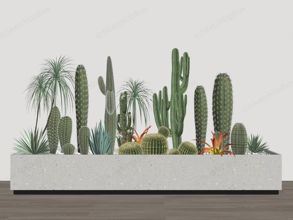 Modern Indoor Desert Garden Display sketchup model preview - SketchupBox