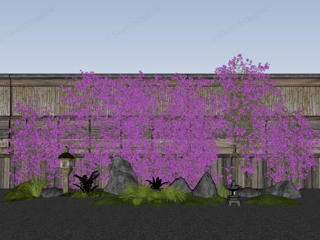 Japanese Zen Garden Courtyard sketchup model preview - SketchupBox