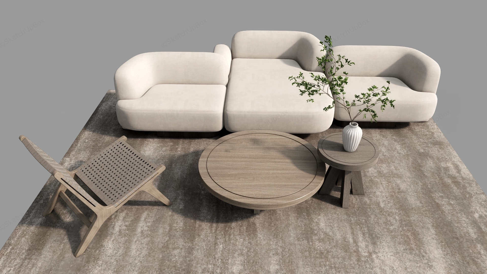 Modern Minimalist Living Room Setup sketchup model preview - SketchupBox