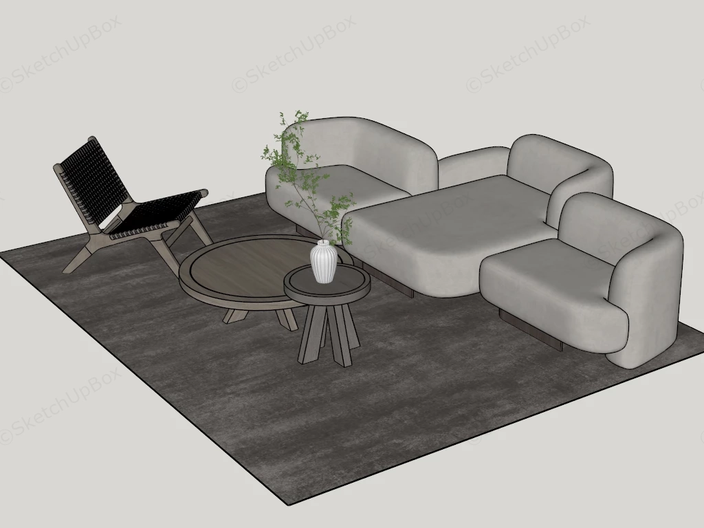 Modern Minimalist Living Room Setup sketchup model preview - SketchupBox