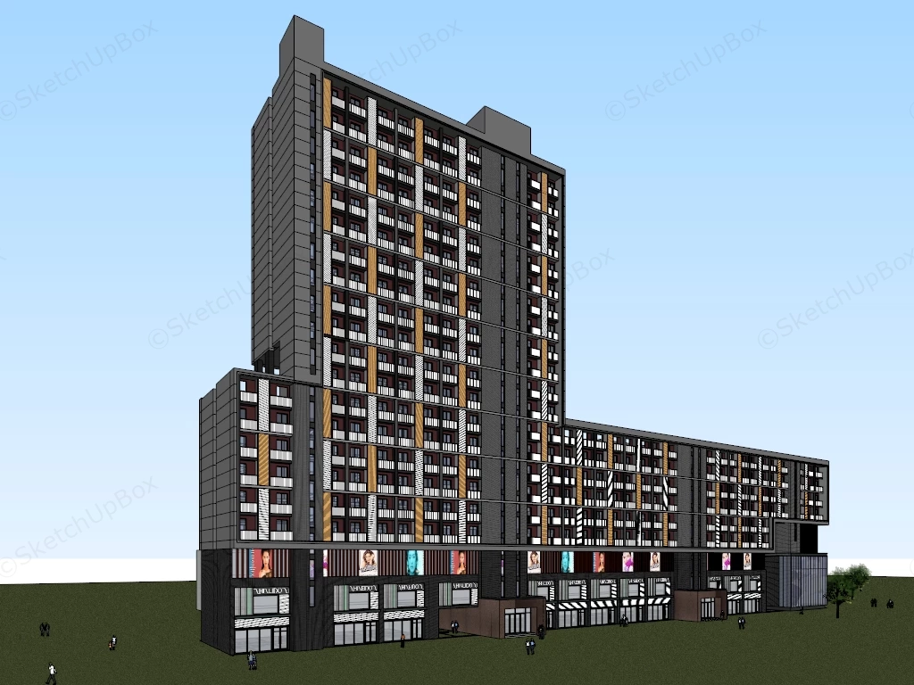 Modern Commercial And Residential Building Complex sketchup model preview - SketchupBox