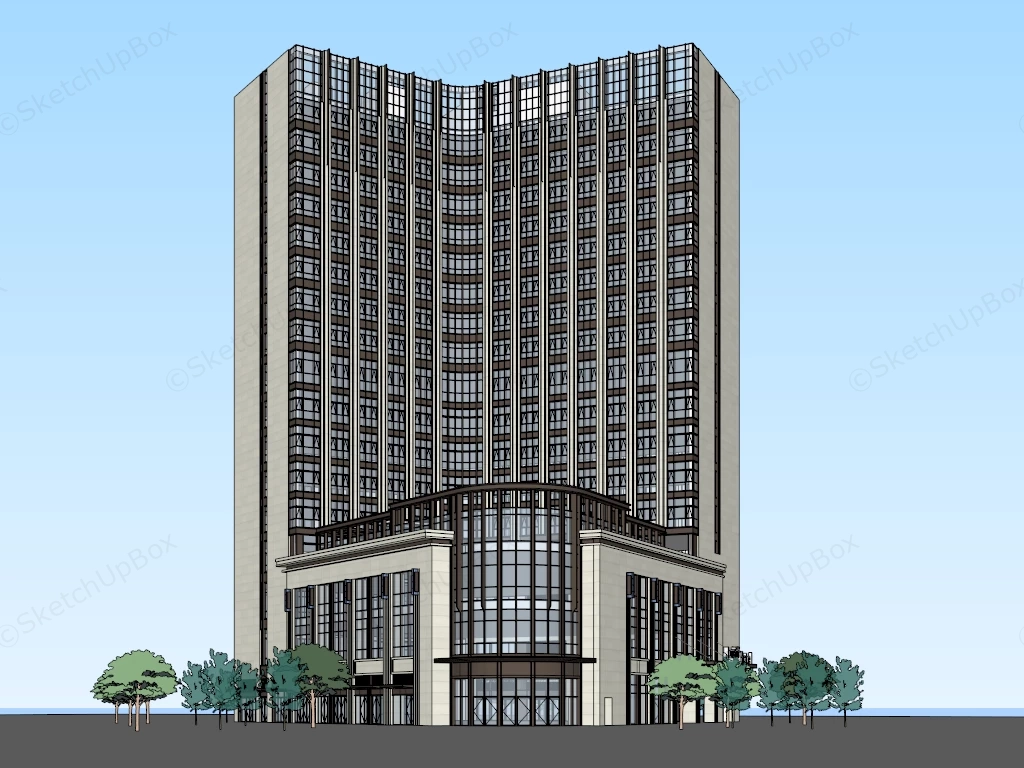 High Rise Premium Hotel Building sketchup model preview - SketchupBox