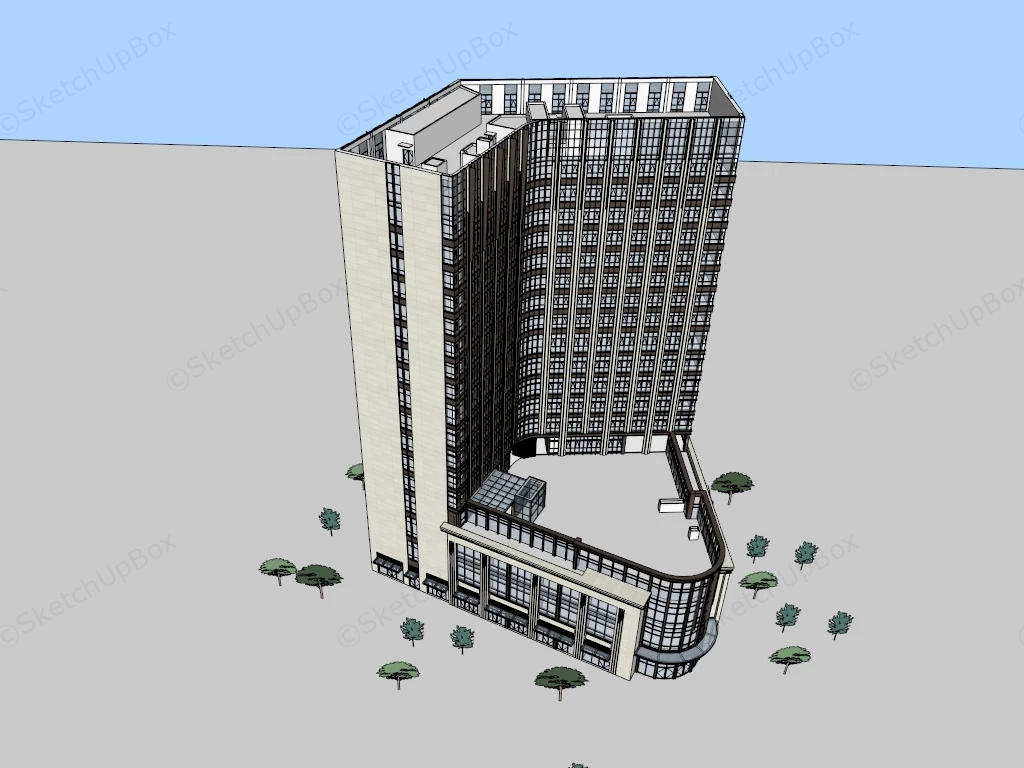 High Rise Premium Hotel Building sketchup model preview - SketchupBox