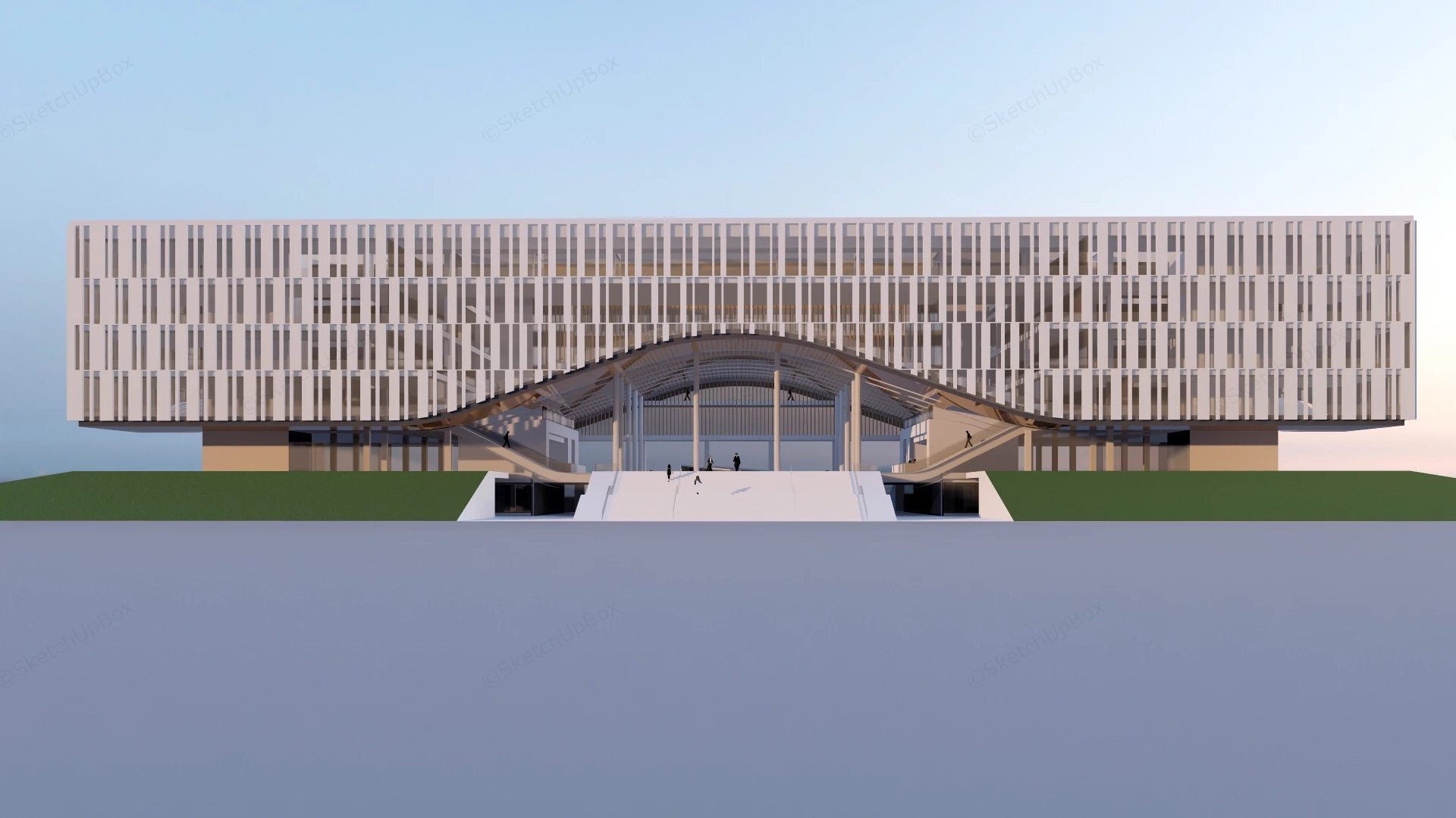 Beautiful Modern Library Architecture sketchup model preview - SketchupBox