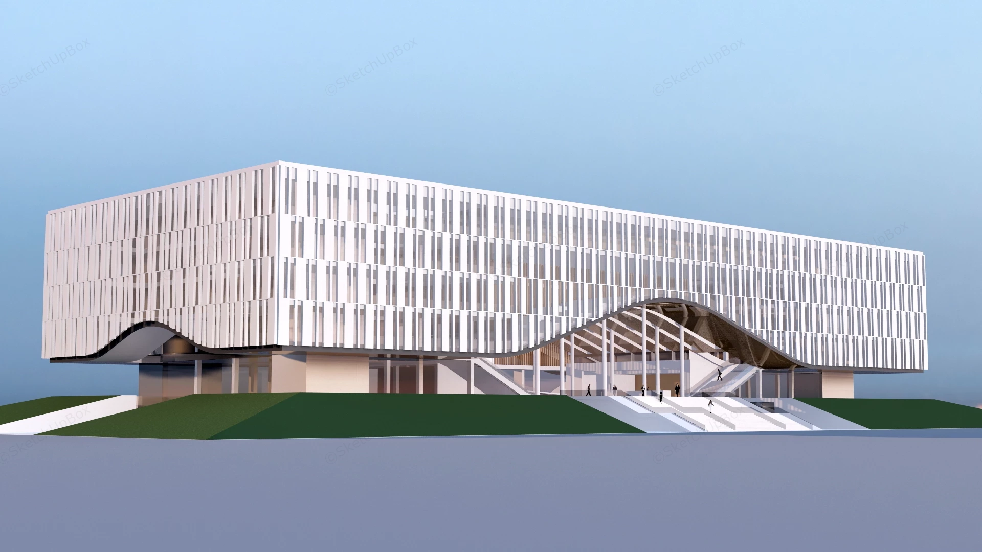 Beautiful Modern Library Architecture sketchup model preview - SketchupBox