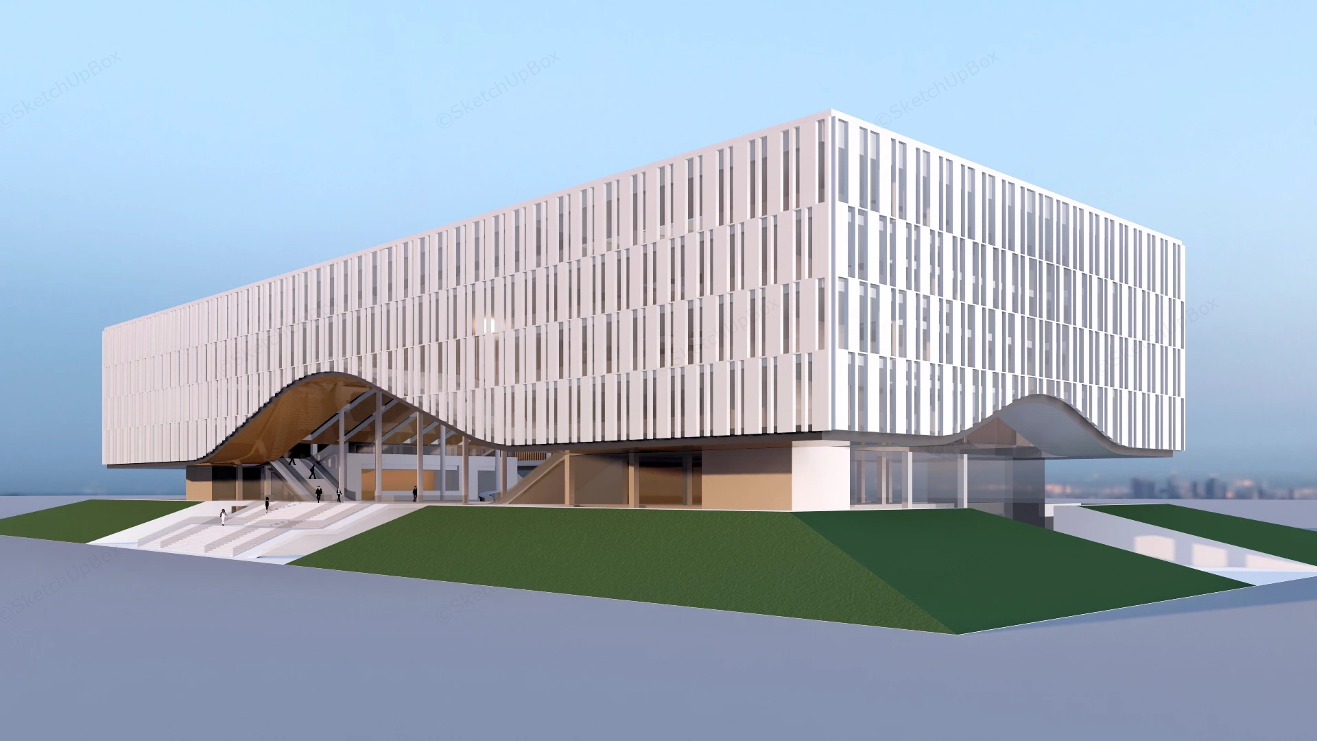 Beautiful Modern Library Architecture sketchup model preview - SketchupBox