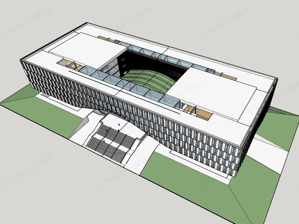 Beautiful Modern Library Architecture sketchup model preview - SketchupBox