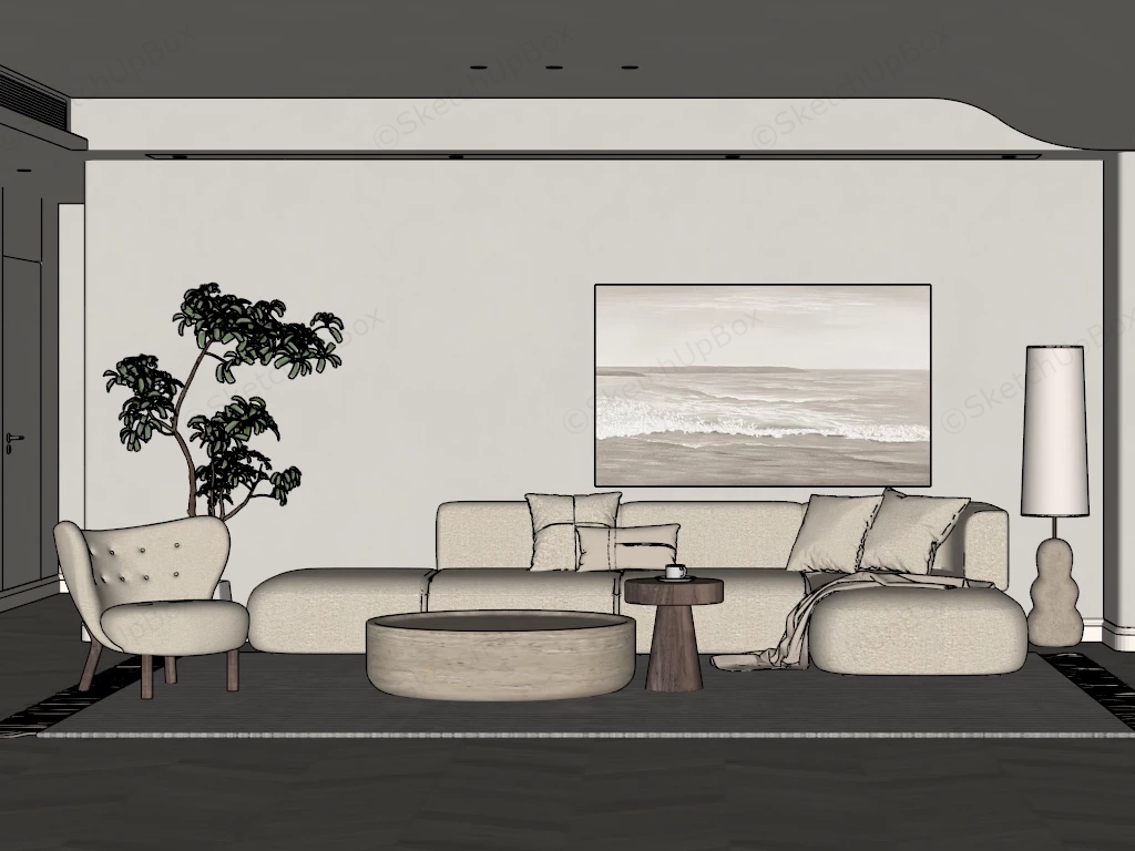 Japandi Style Living Room sketchup model preview - SketchupBox