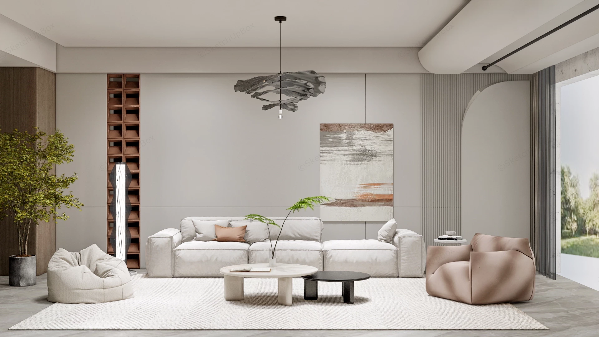 Wabi Sabi Living Room Layout sketchup model preview - SketchupBox