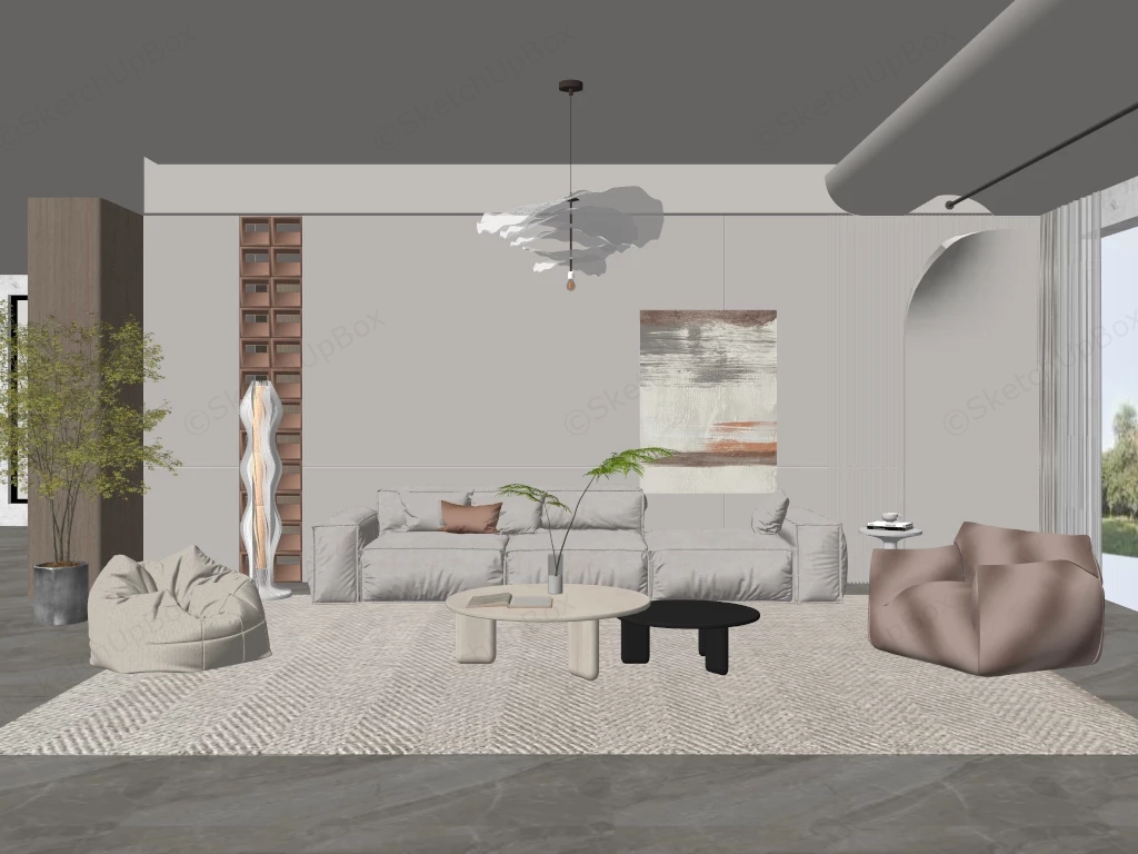Wabi Sabi Living Room Layout sketchup model preview - SketchupBox