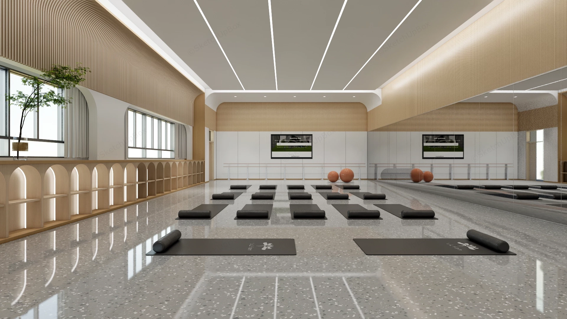 Modern Minimalist Yoga And Wellness Studio sketchup model preview - SketchupBox