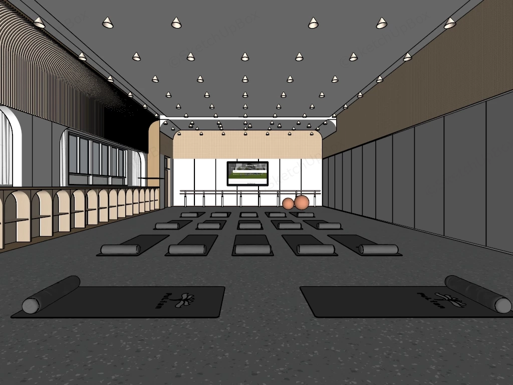 Modern Minimalist Yoga And Wellness Studio sketchup model preview - SketchupBox