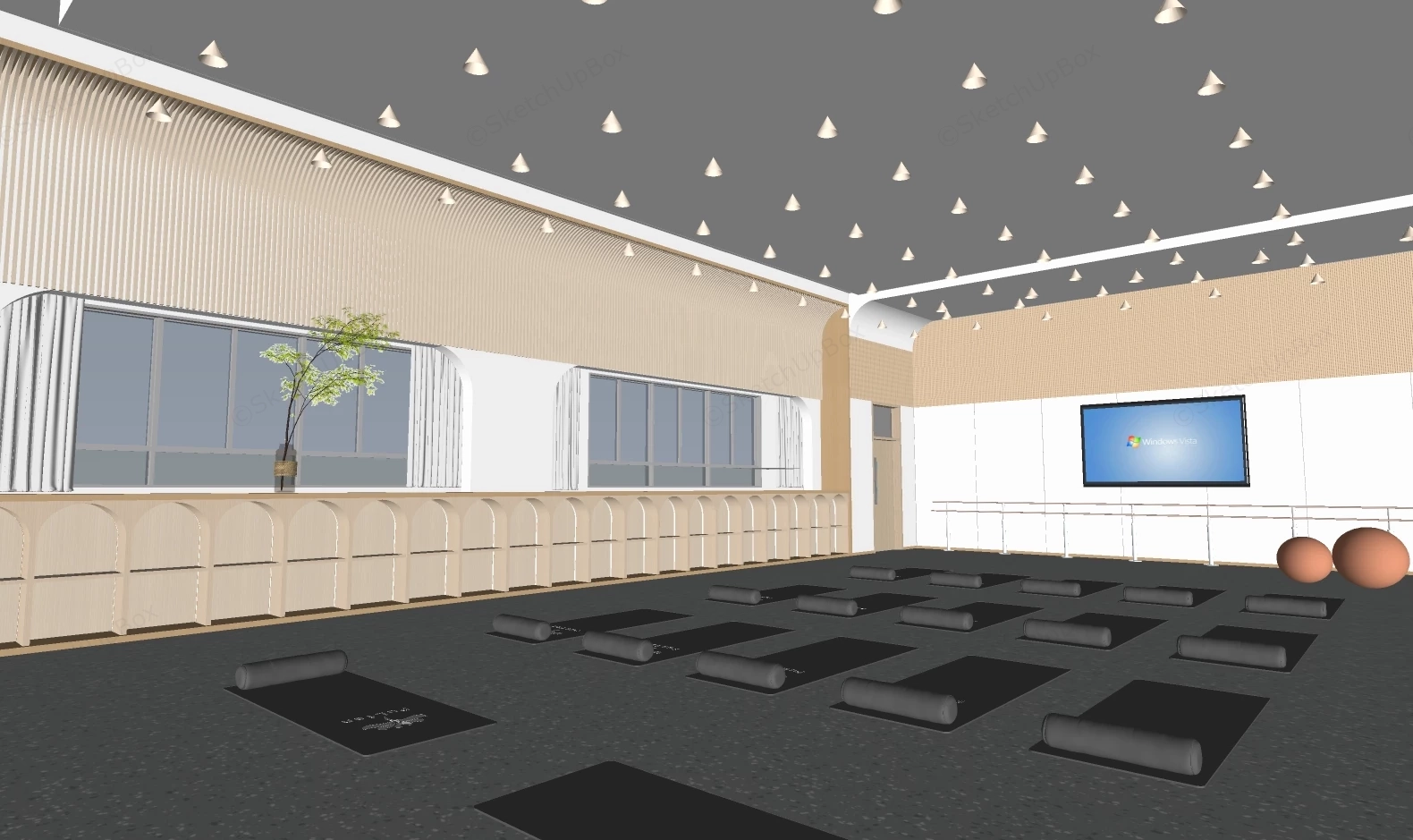 Modern Minimalist Yoga And Wellness Studio sketchup model preview - SketchupBox
