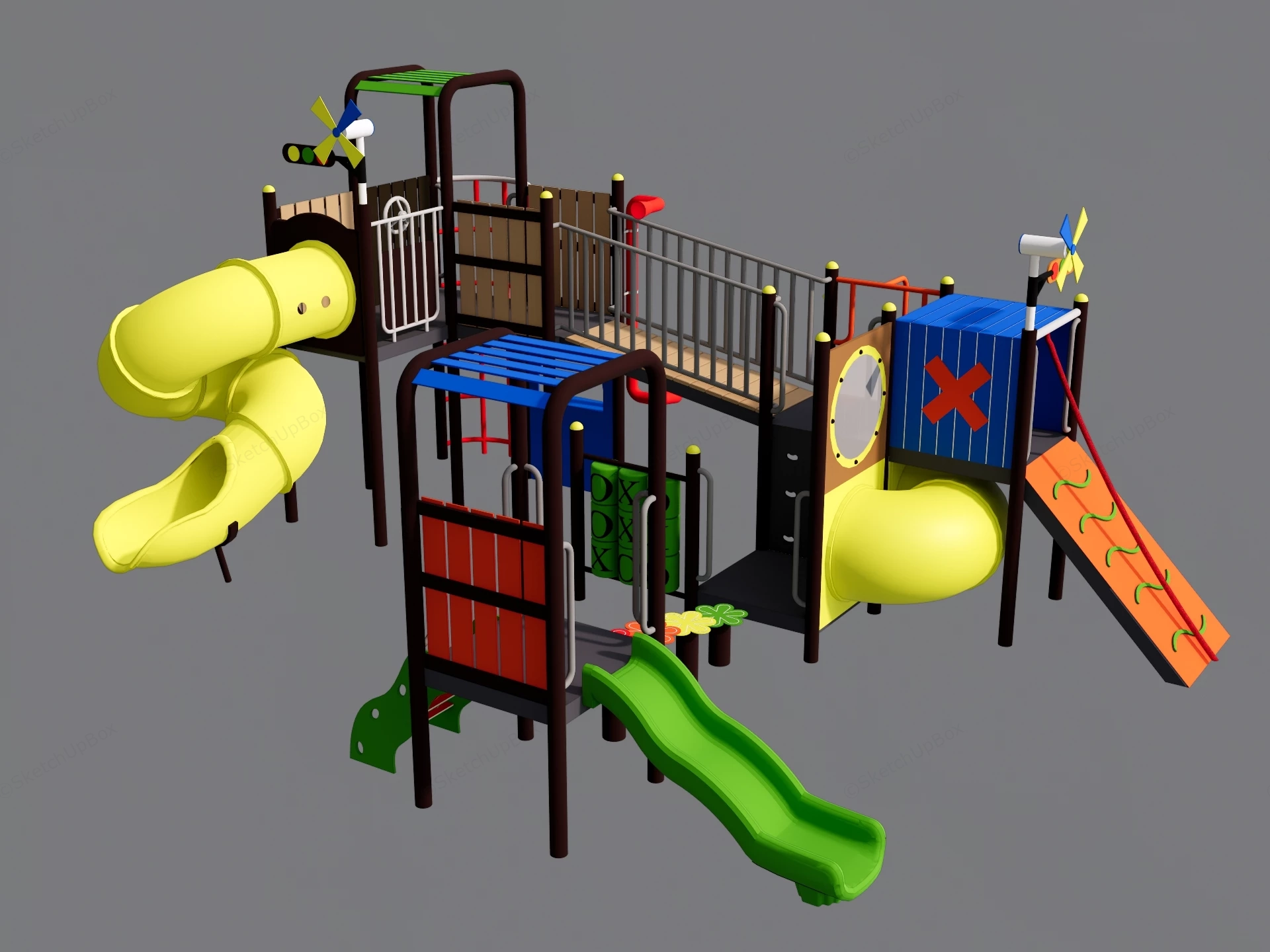 Commercial Modular Outdoor Playground Structure sketchup model preview - SketchupBox