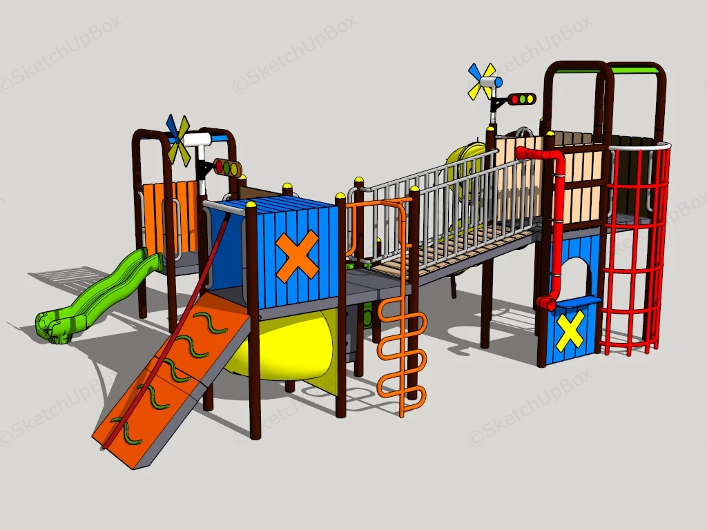 Commercial Modular Outdoor Playground Structure sketchup model preview - SketchupBox