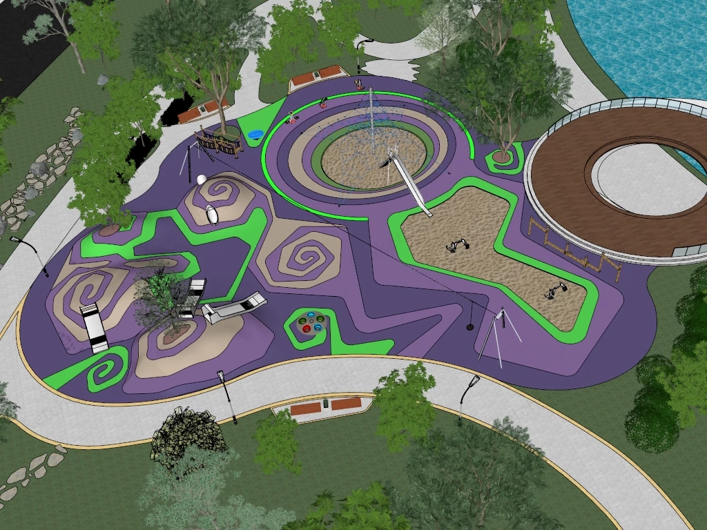 Public Park Children's Playground sketchup model preview - SketchupBox
