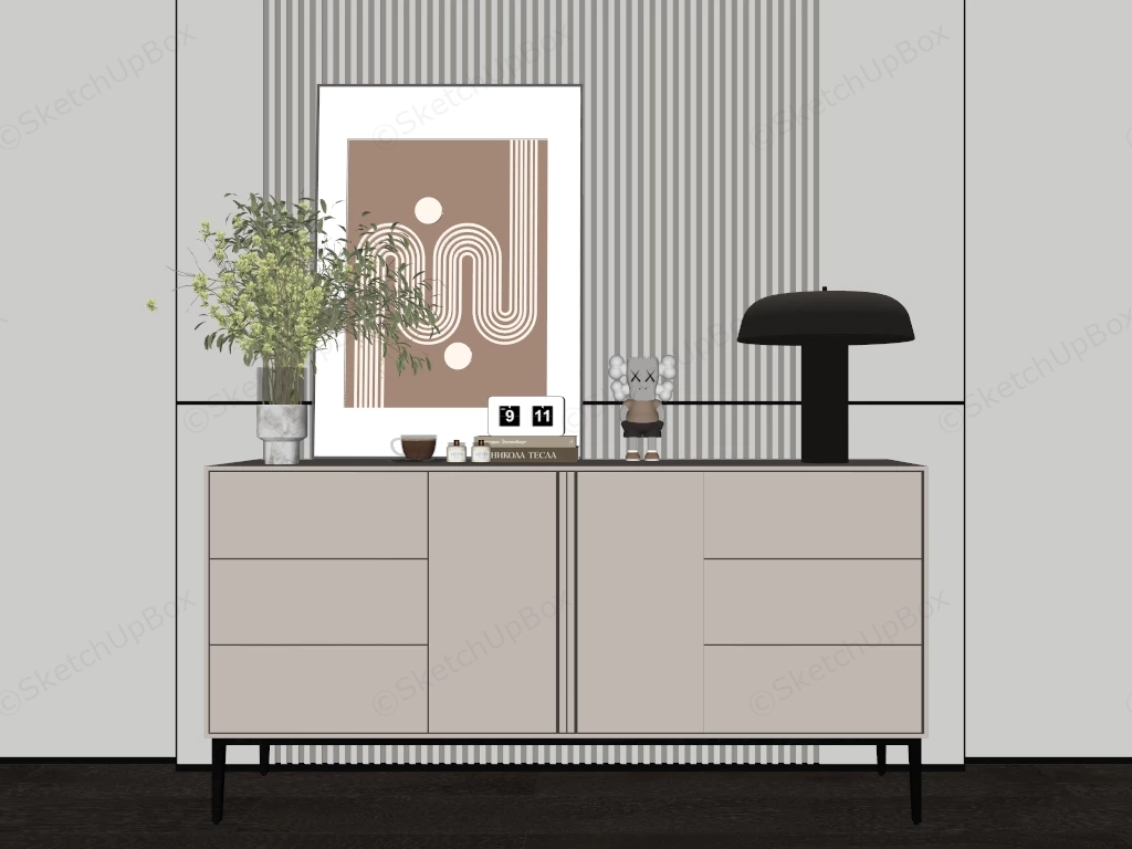 Modern Minimalist Sideboard Console sketchup model preview - SketchupBox