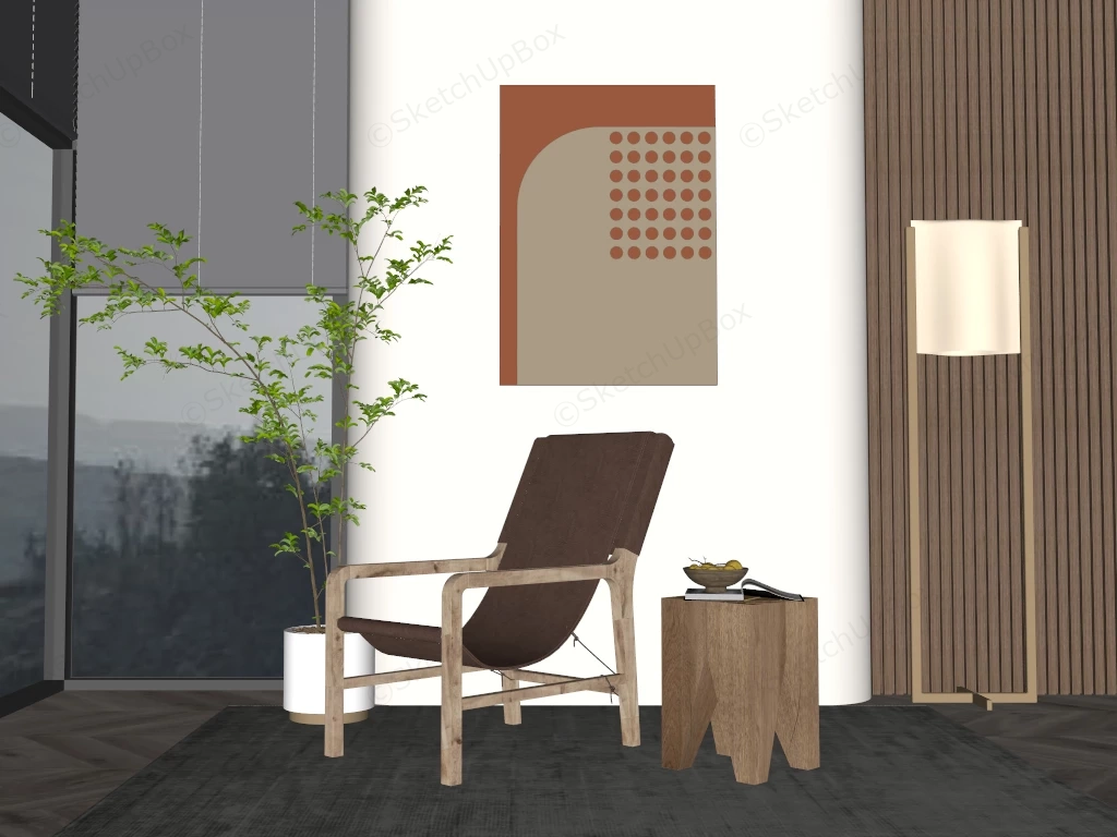 Mid Century Modern Reading Nook sketchup model preview - SketchupBox