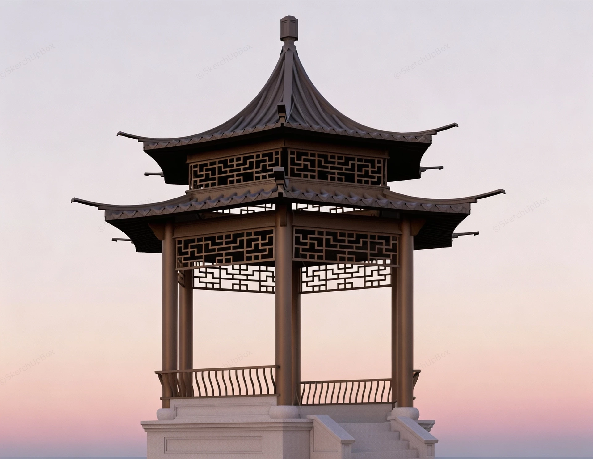 Traditional Chinese Double Eaved Hexagonal Pavilion sketchup model preview - SketchupBox