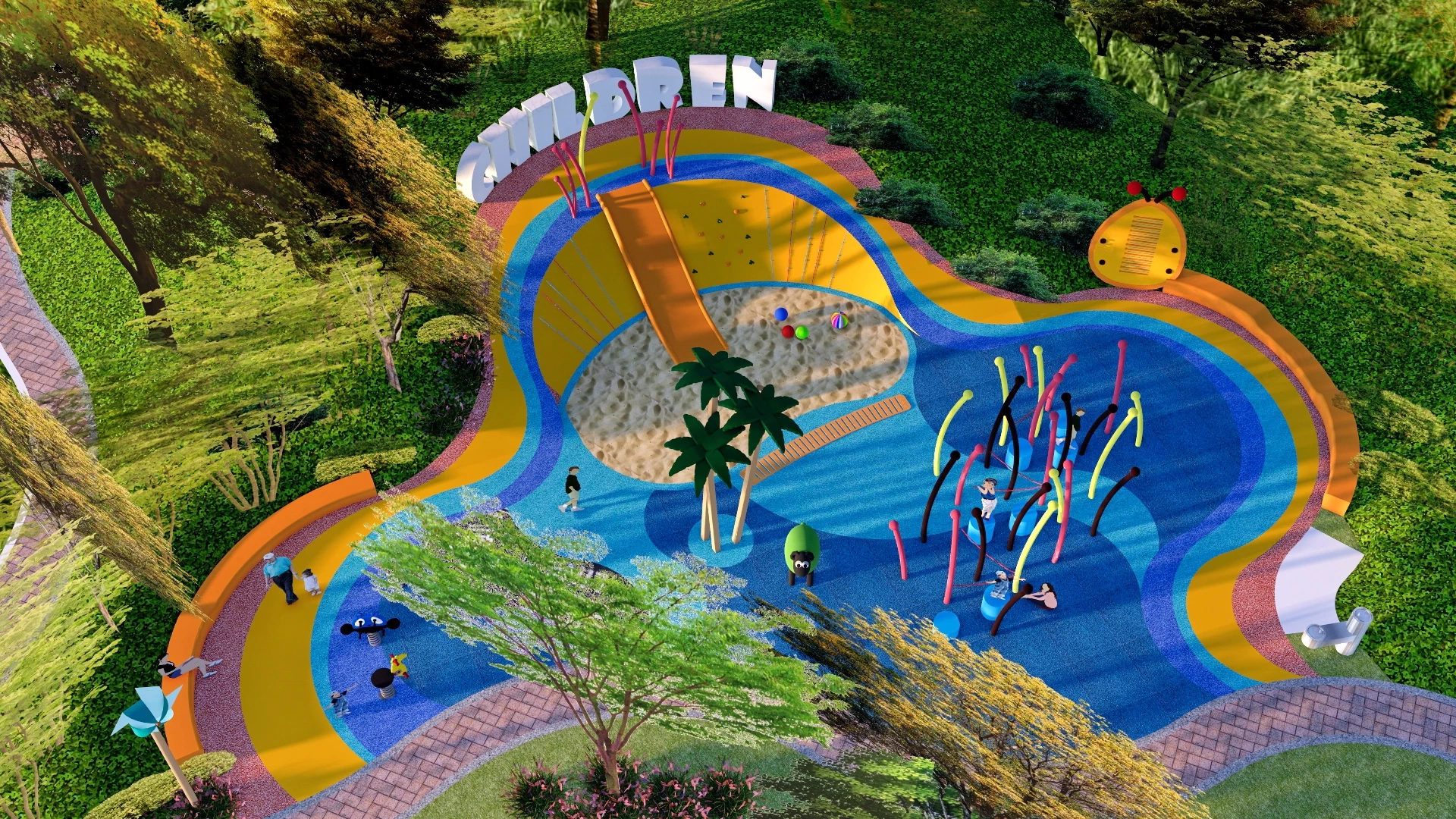Organic Shaped Children's Playground sketchup model preview - SketchupBox