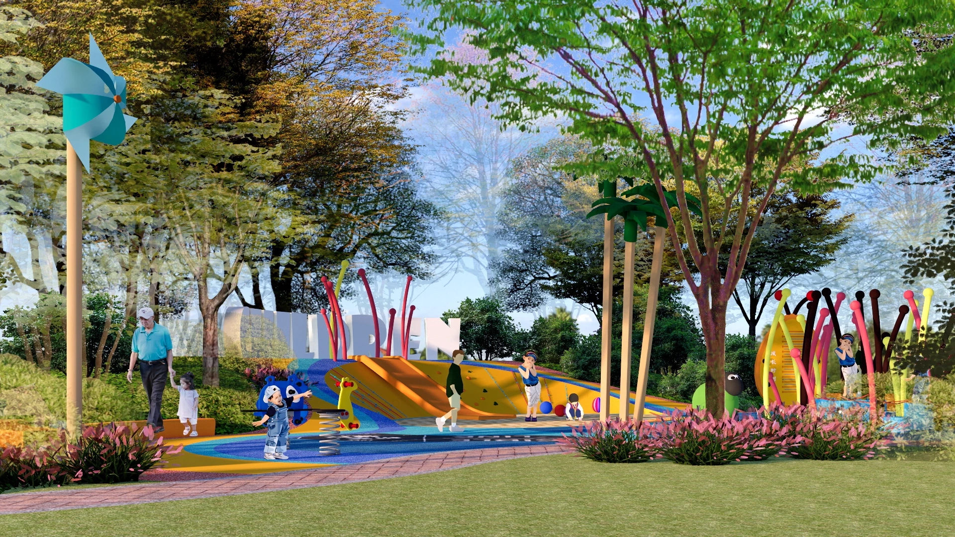 Organic Shaped Children's Playground sketchup model preview - SketchupBox