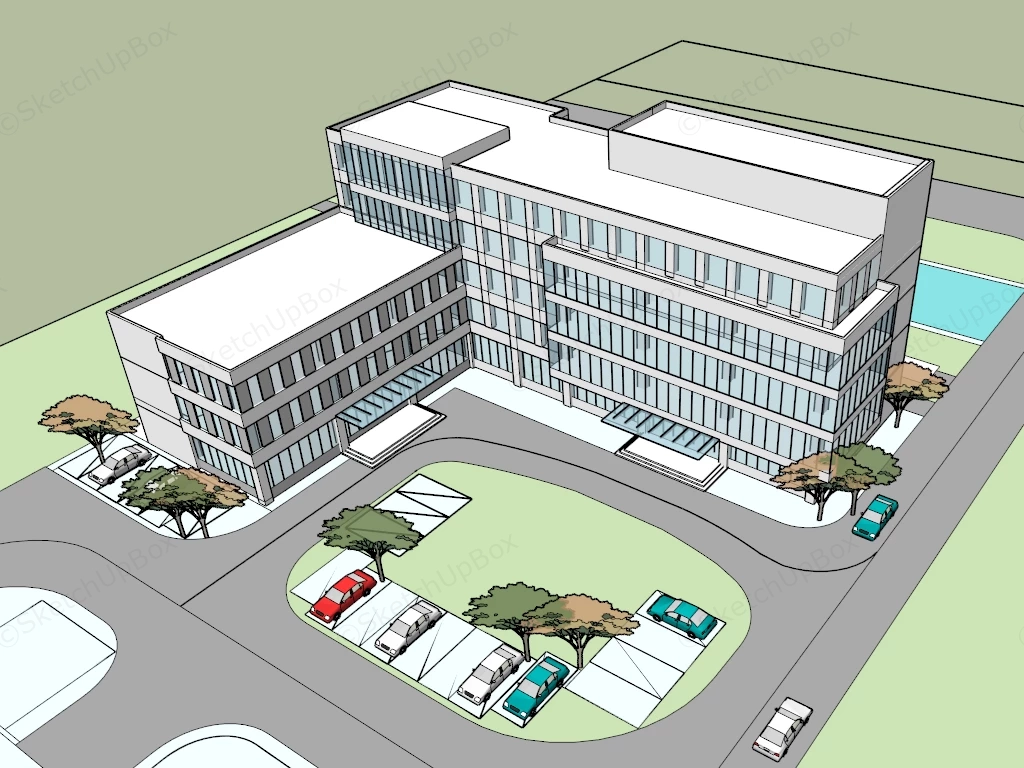 Modern Multi Story Office Building sketchup model preview - SketchupBox