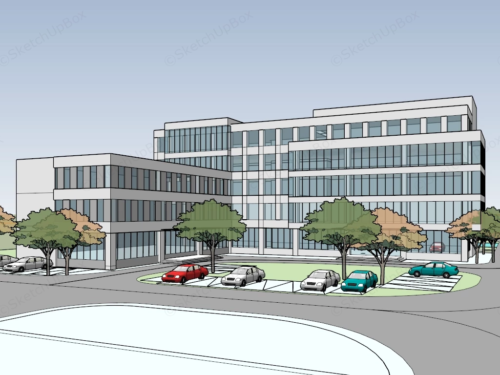 Modern Multi Story Office Building sketchup model preview - SketchupBox