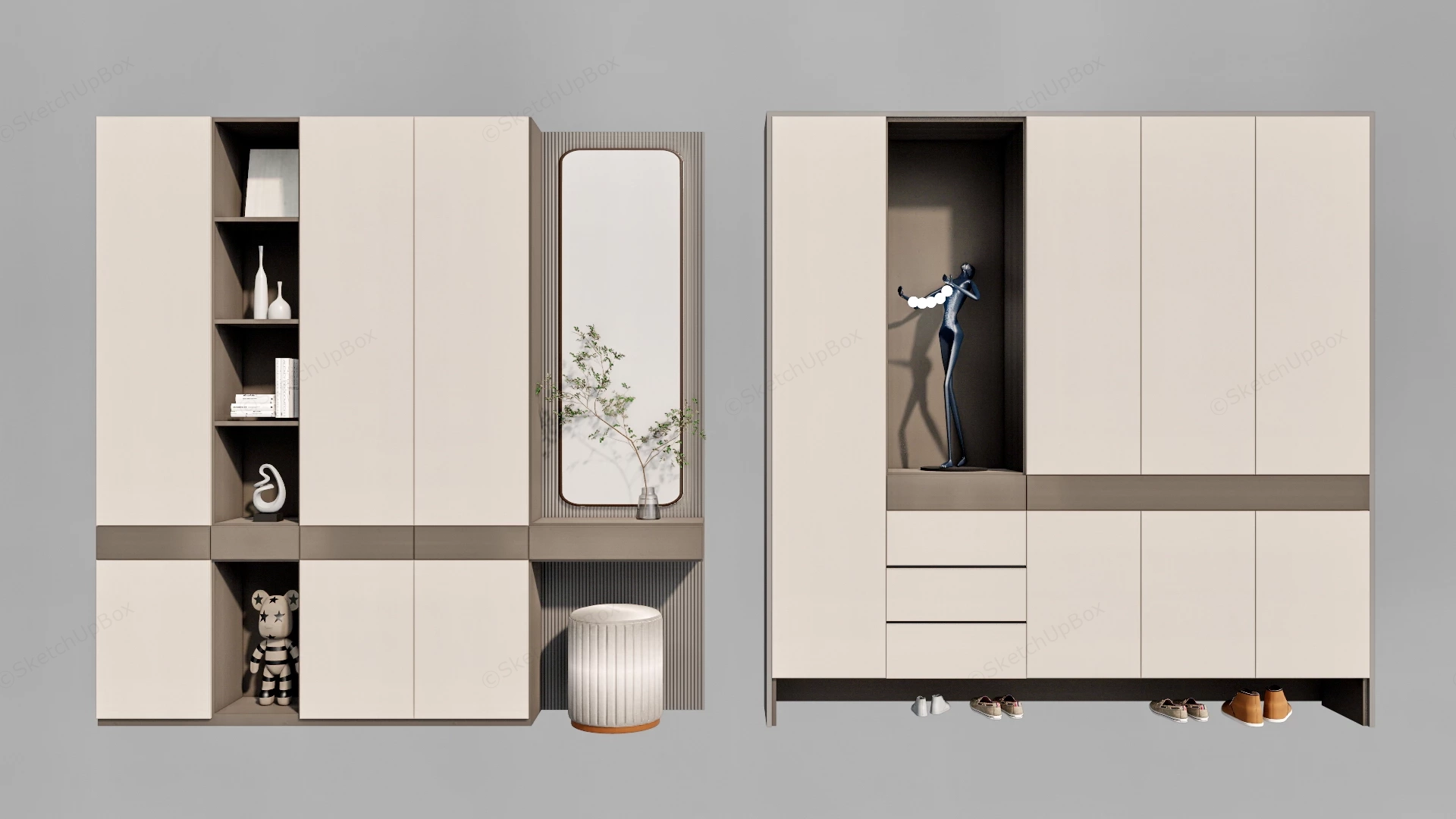 Modular Entryway Cabinet Set sketchup model preview - SketchupBox