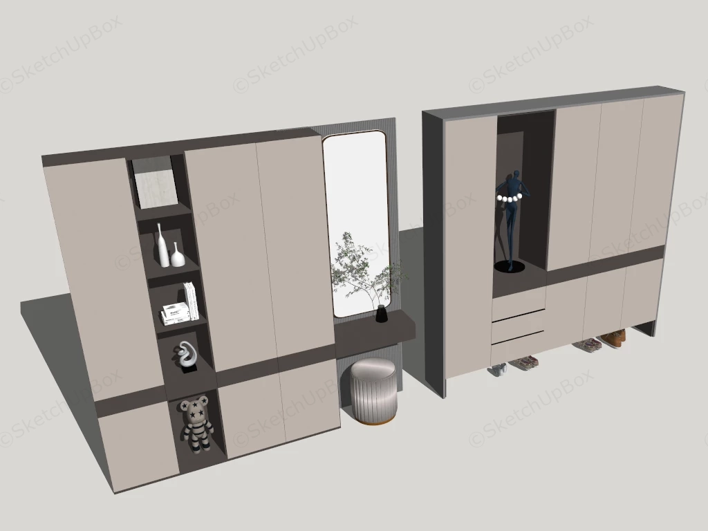Modular Entryway Cabinet Set sketchup model preview - SketchupBox