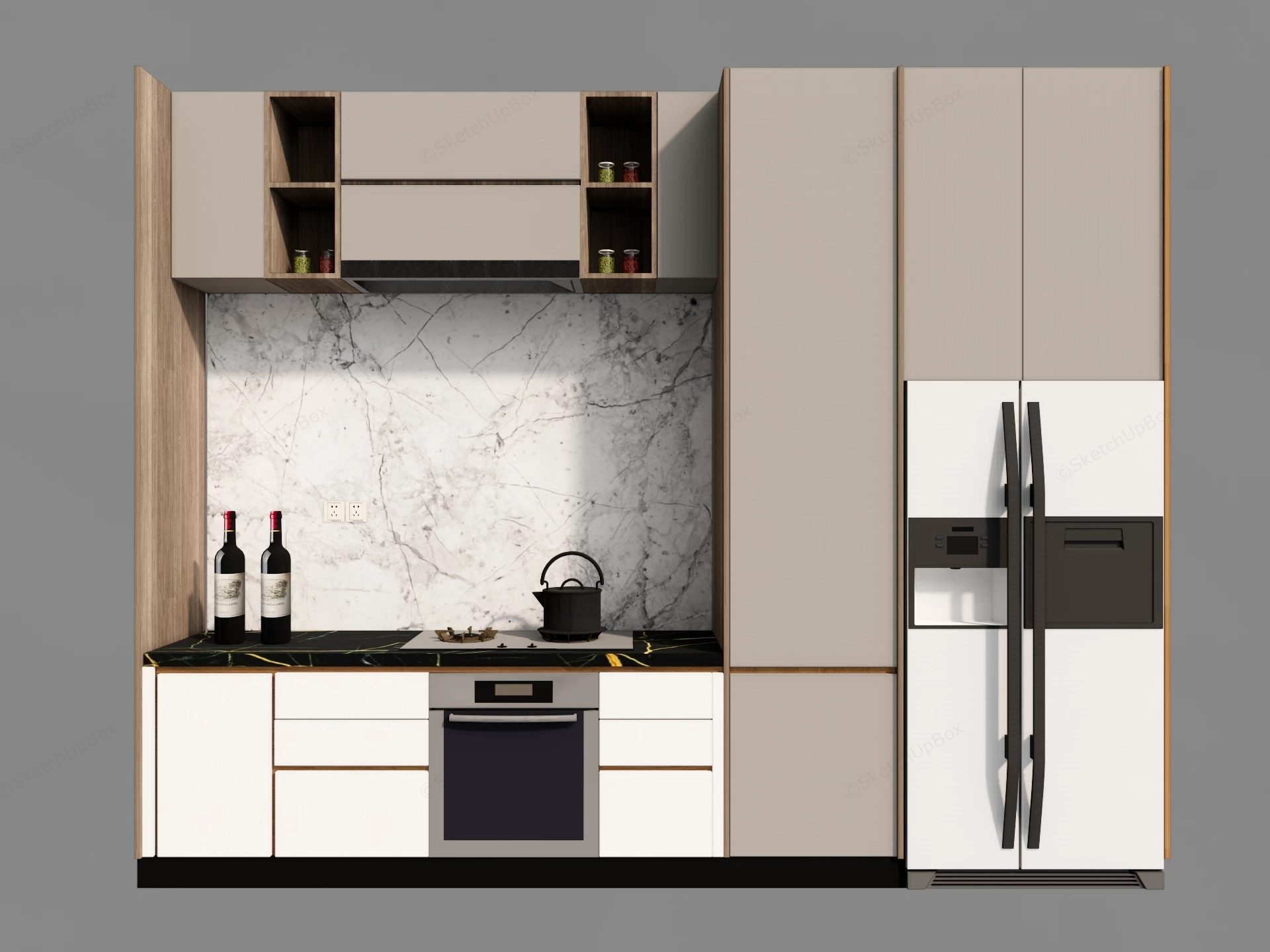 Contemporary Multi Functional Modular Kitchen Wall sketchup model preview - SketchupBox