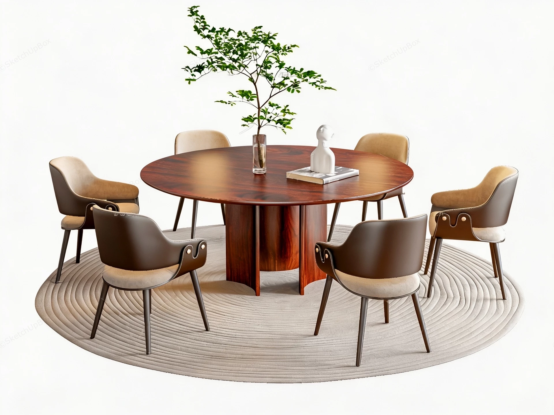 Contemporary Mid Century Modern Dining Room Set sketchup model preview - SketchupBox