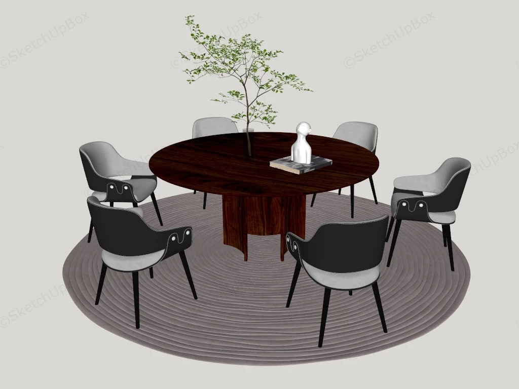 Contemporary Mid Century Modern Dining Room Set sketchup model preview - SketchupBox