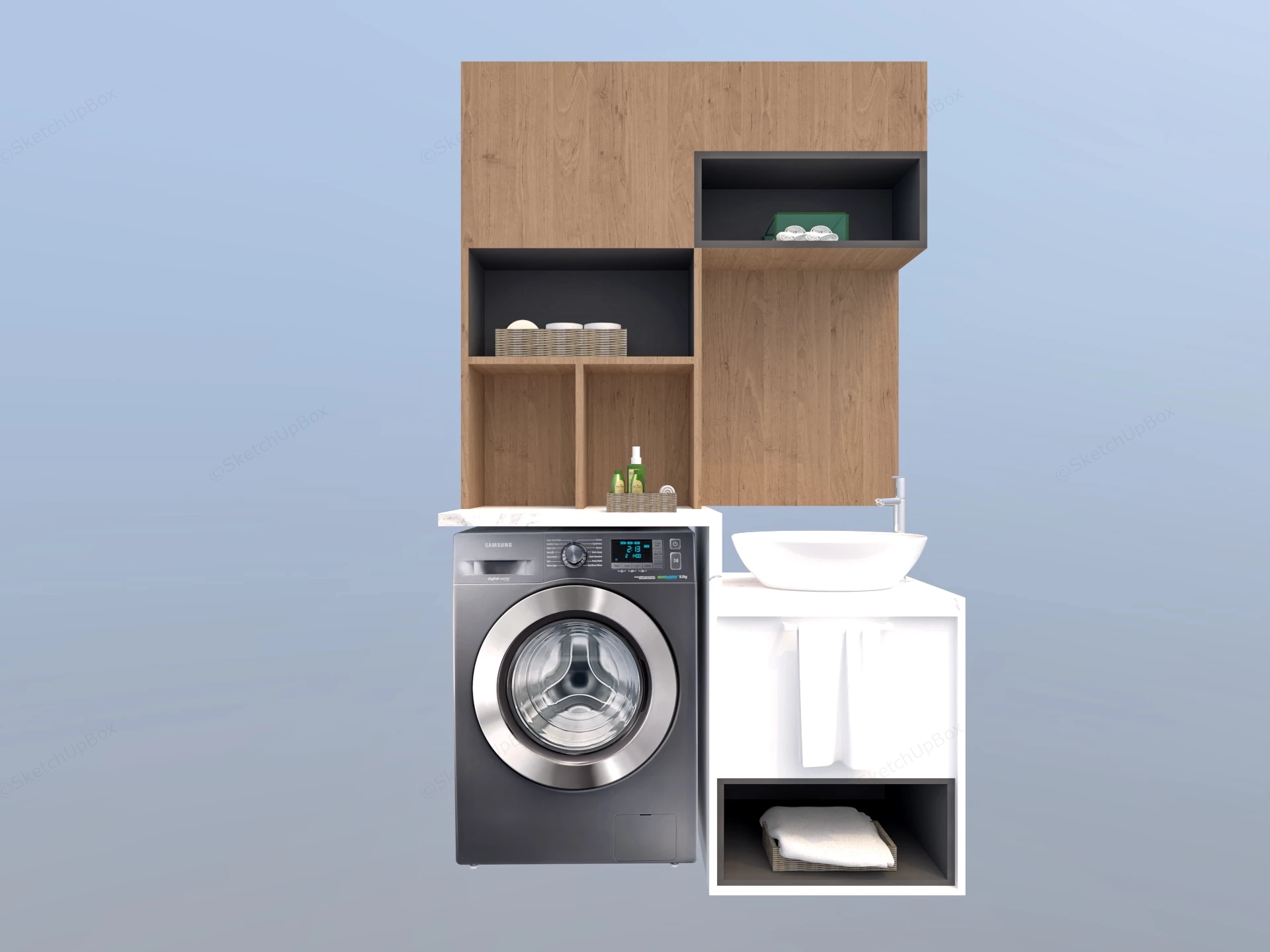 Compact Combined Laundry And Vanity Unit sketchup model preview - SketchupBox