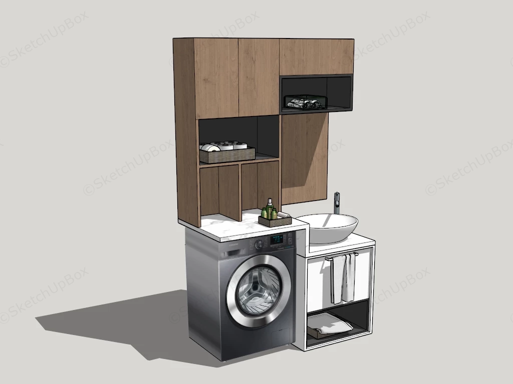 Compact Combined Laundry And Vanity Unit sketchup model preview - SketchupBox