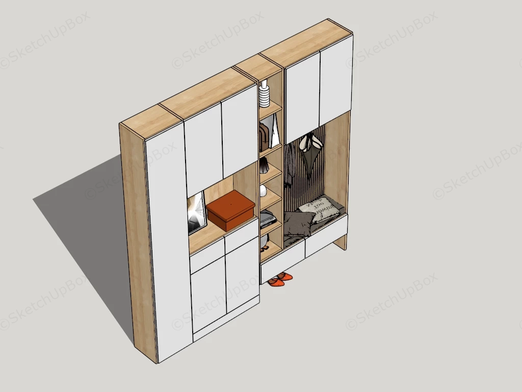 Built In Entryway Cabinet & Storage Unit sketchup model preview - SketchupBox