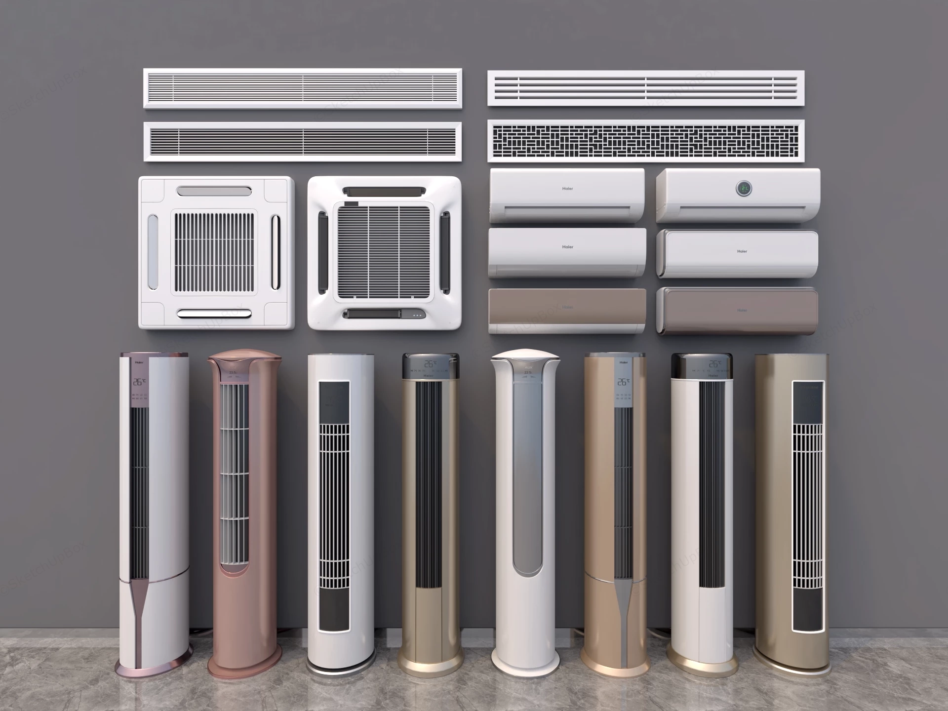 Collection Of Modern Air Conditioning Units sketchup model preview - SketchupBox