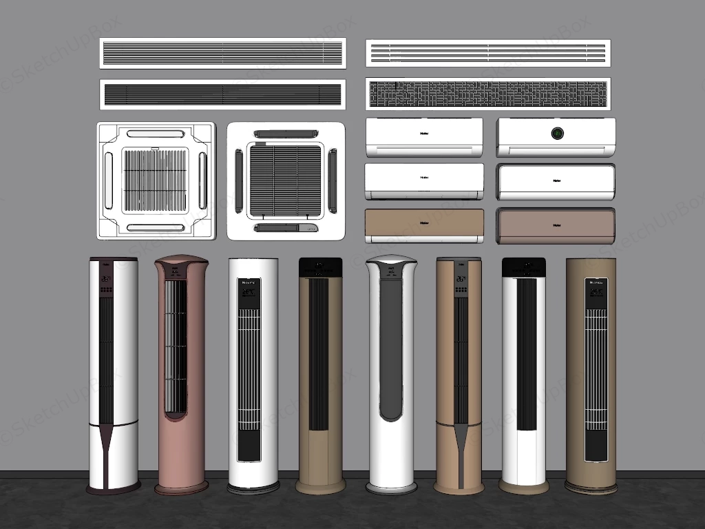 Collection Of Modern Air Conditioning Units sketchup model preview - SketchupBox