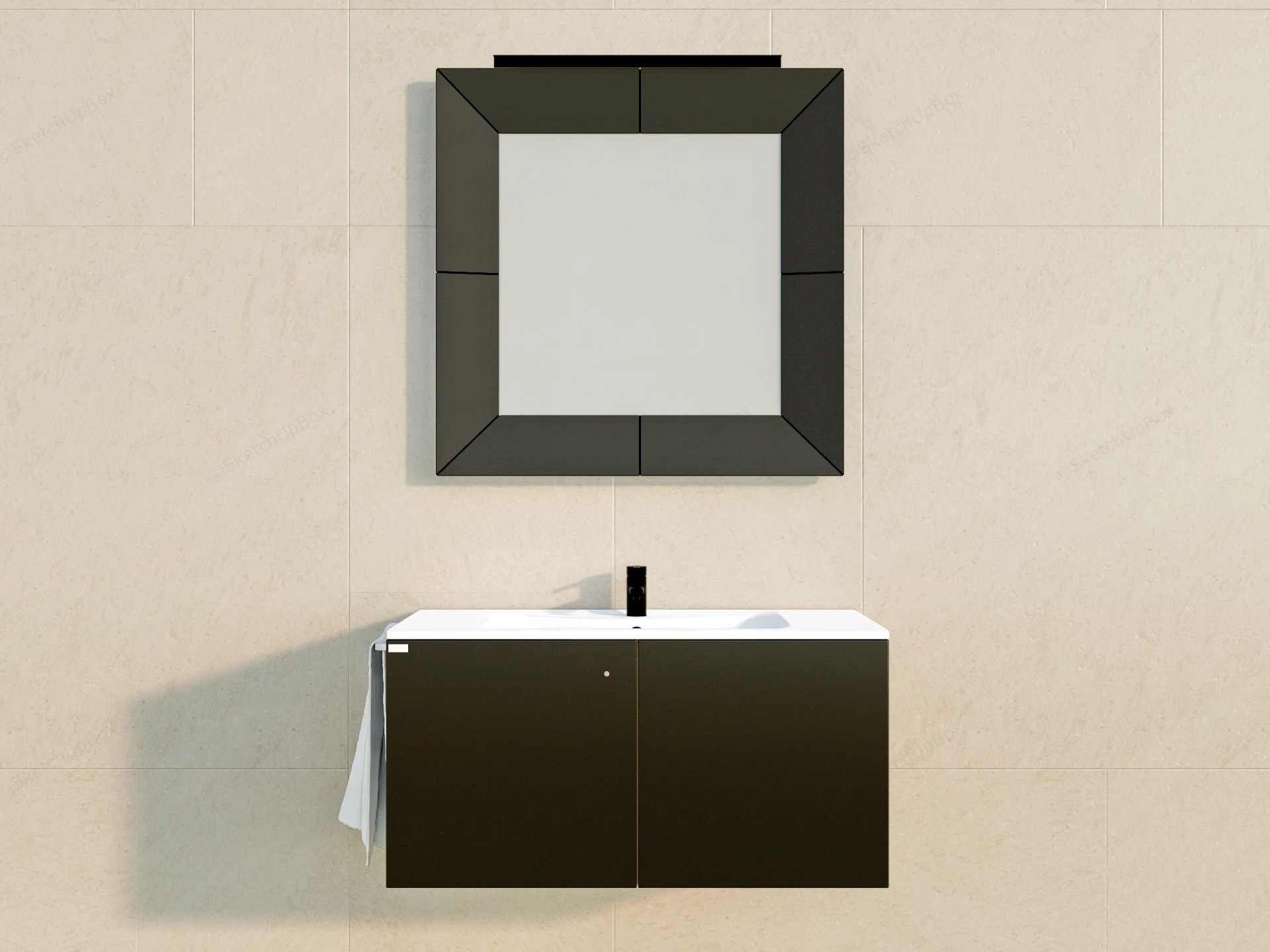 Minimalist Single Sink Bathroom Vanity sketchup model preview - SketchupBox