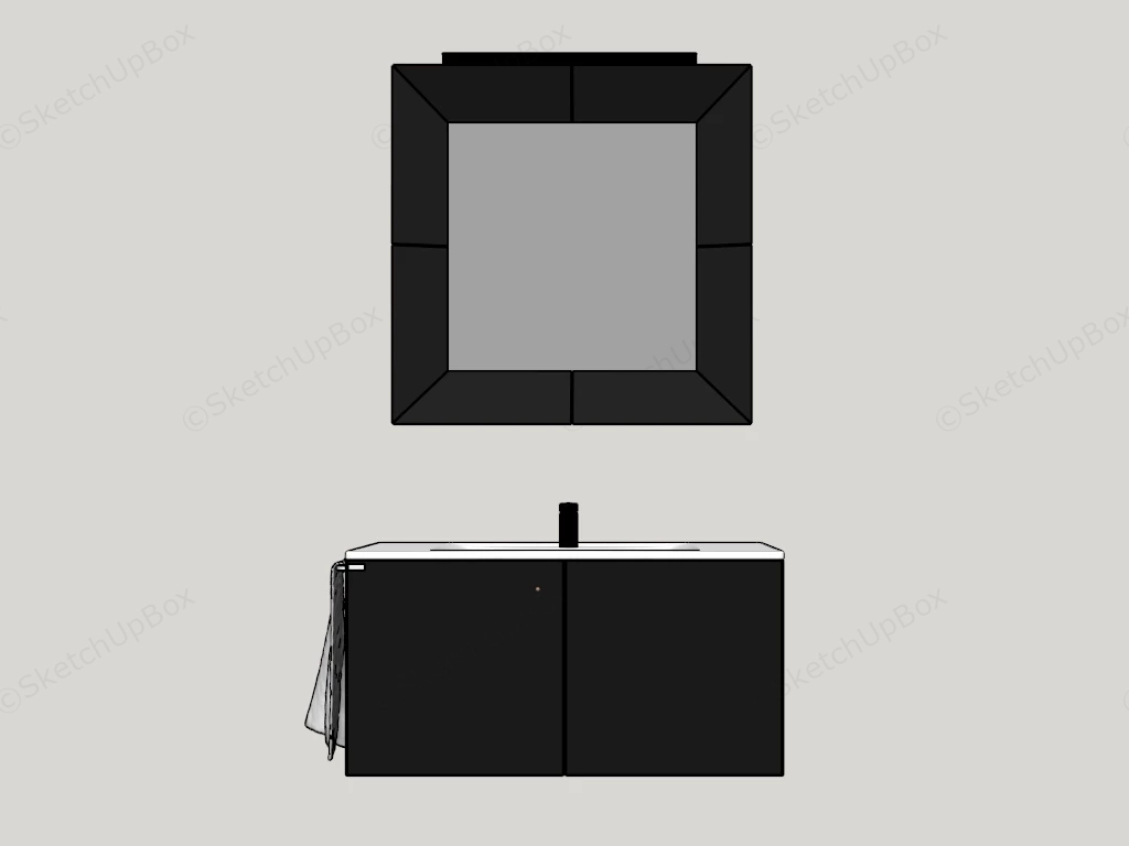 Minimalist Single Sink Bathroom Vanity sketchup model preview - SketchupBox