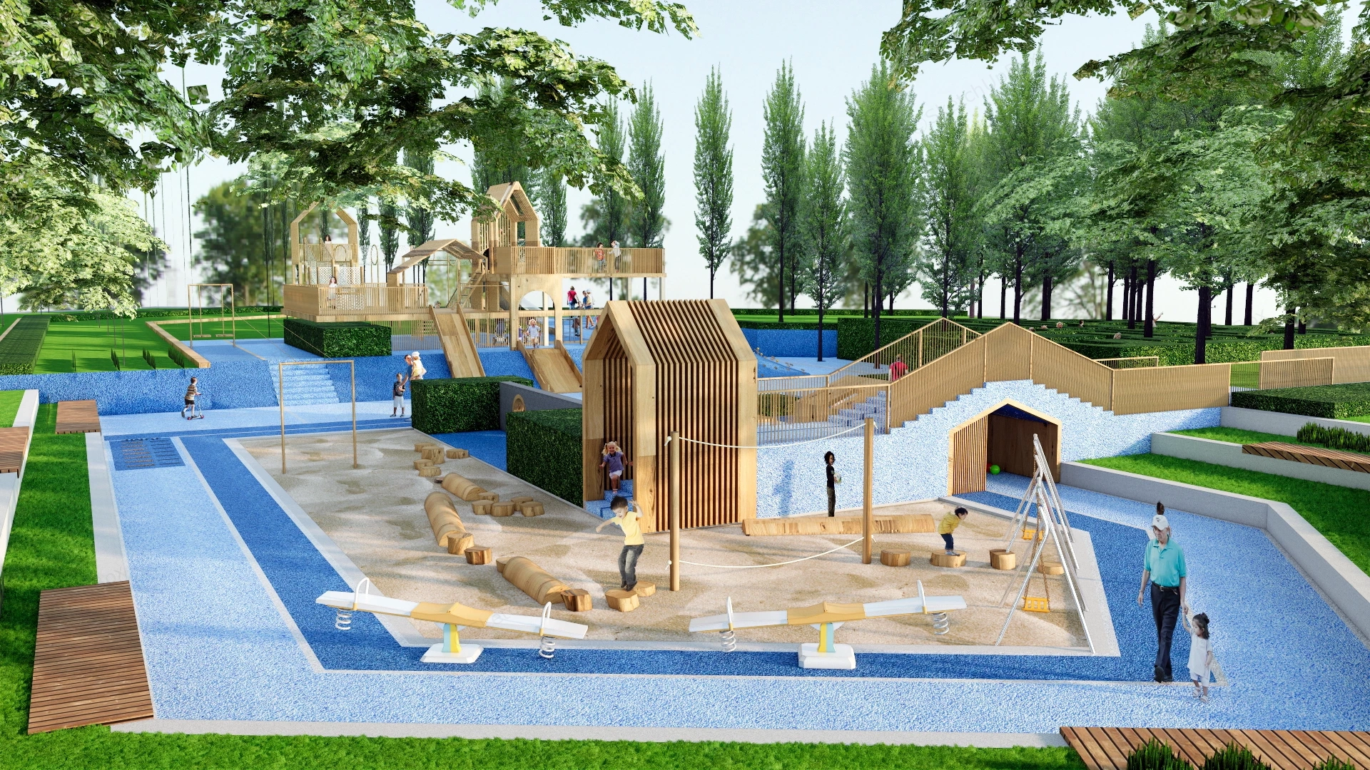 Large Community Park With Experiential Playground sketchup model preview - SketchupBox